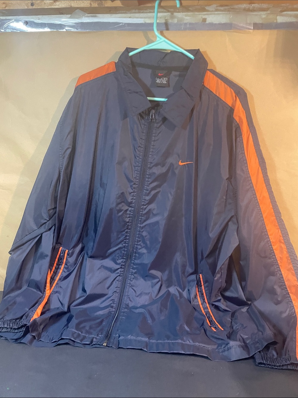 Nike Navy Windbreaker Jacket with Orange Trim
